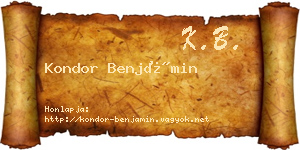 Kondor Benjámin névjegykártya