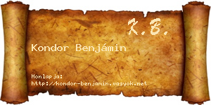 Kondor Benjámin névjegykártya